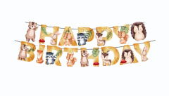 Гирлянда, Happy Birthday, Лесные зверята, 240 см, 1 уп.