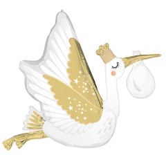 А Шар (35"/89 см) Фигура, Аист, Белый, Сатин, 1 шт. в уп.